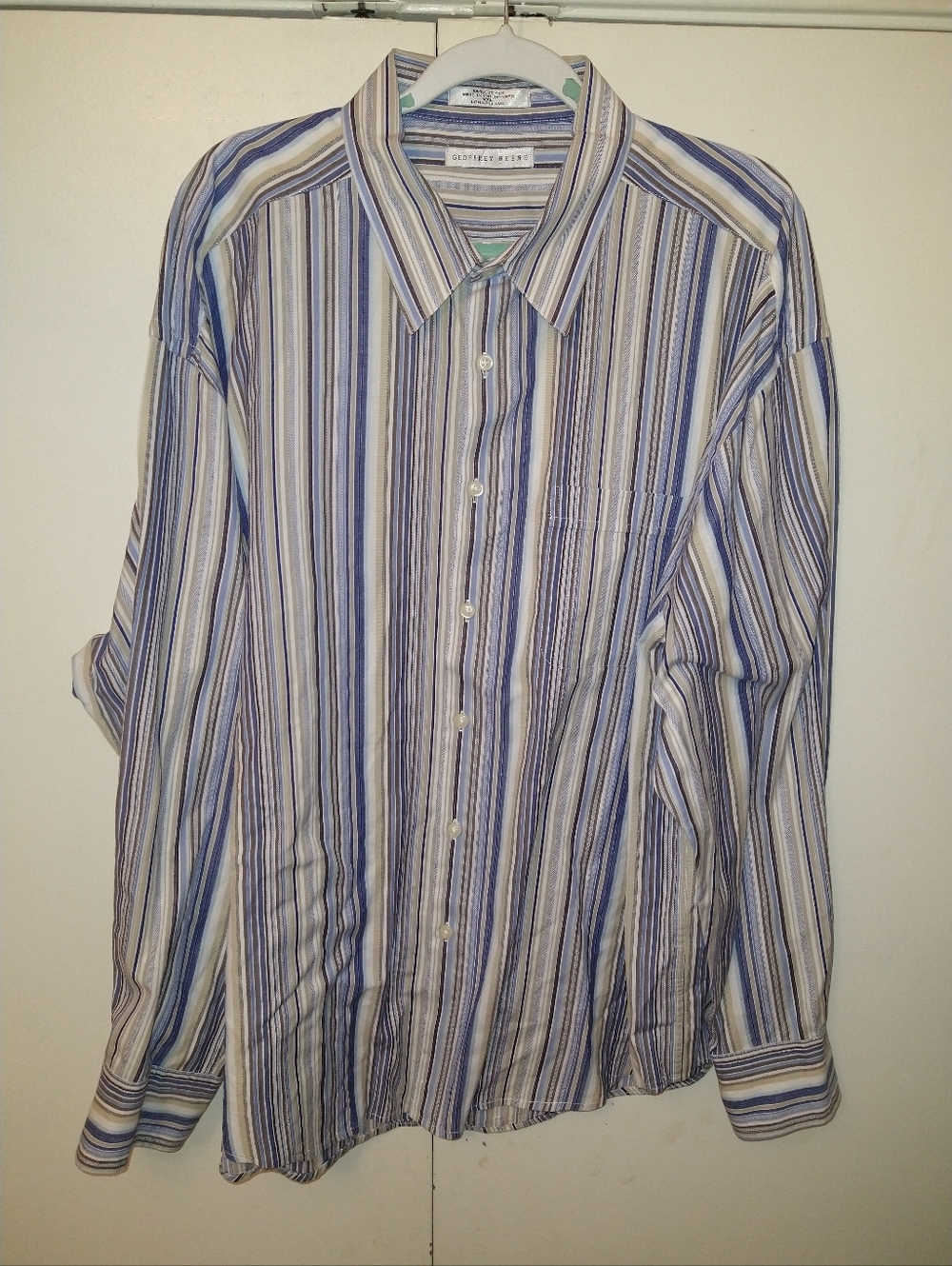 Geoffrey Beene Cotton Striped Long Sleeve Button Up Shirt Men's sz XXL.